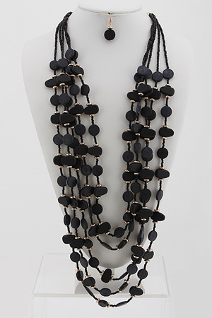 Mixed Bead Layered Necklace Set 5LBB